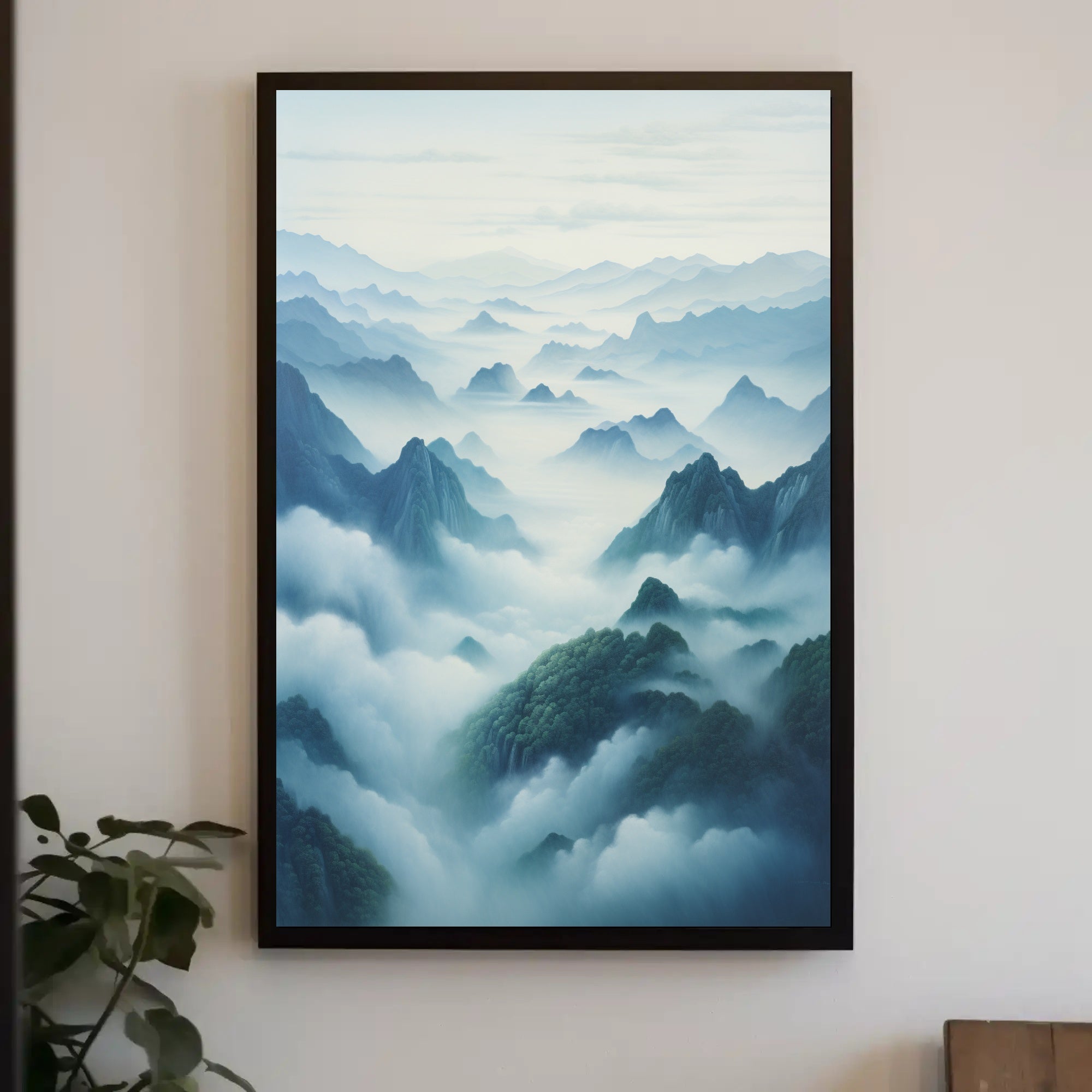 Serene Mountain Landscape Artwork with Tranquil Nature Poster