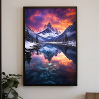 Serene Snowy Mountain Landscape at Sunset - National Park Poster