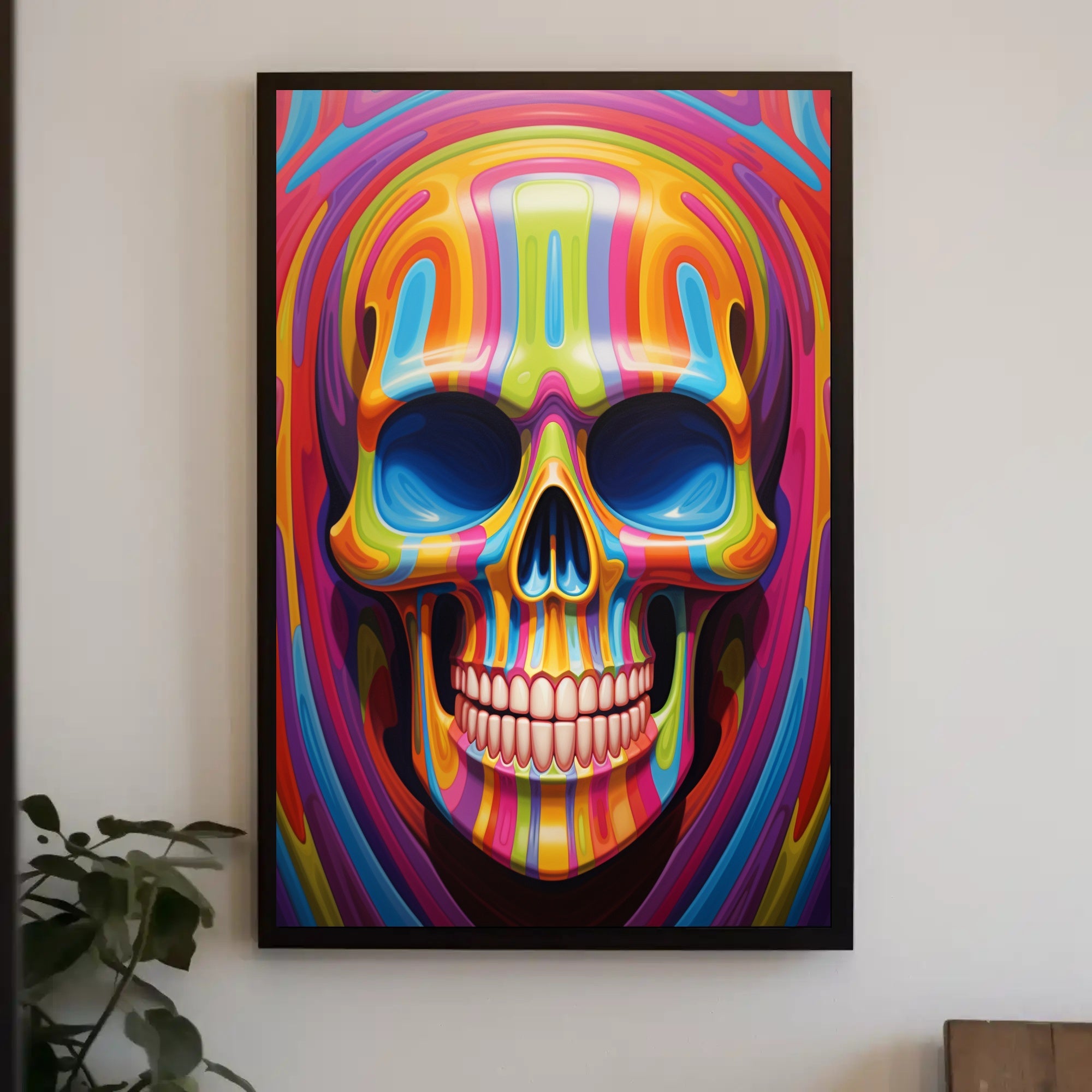Vibrant Skull Art Poster PosterGoat