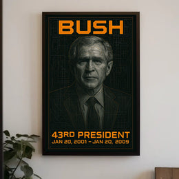 George W. Bush 43rd President of the United States Techno Schematic Poster