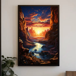 Sunset Over Canyon Poster