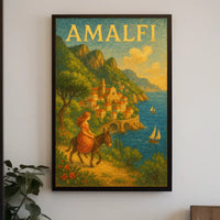 Amalfi Coast Poster Vibrant Whimsical Art For Travelers
