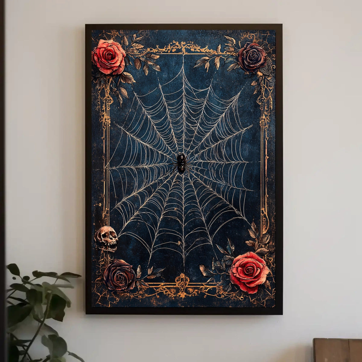 Intricate Spider Web Gothic Art Animal Poster