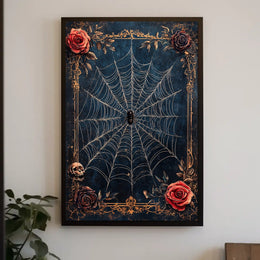 Intricate Spider Web Gothic Art Animal Poster