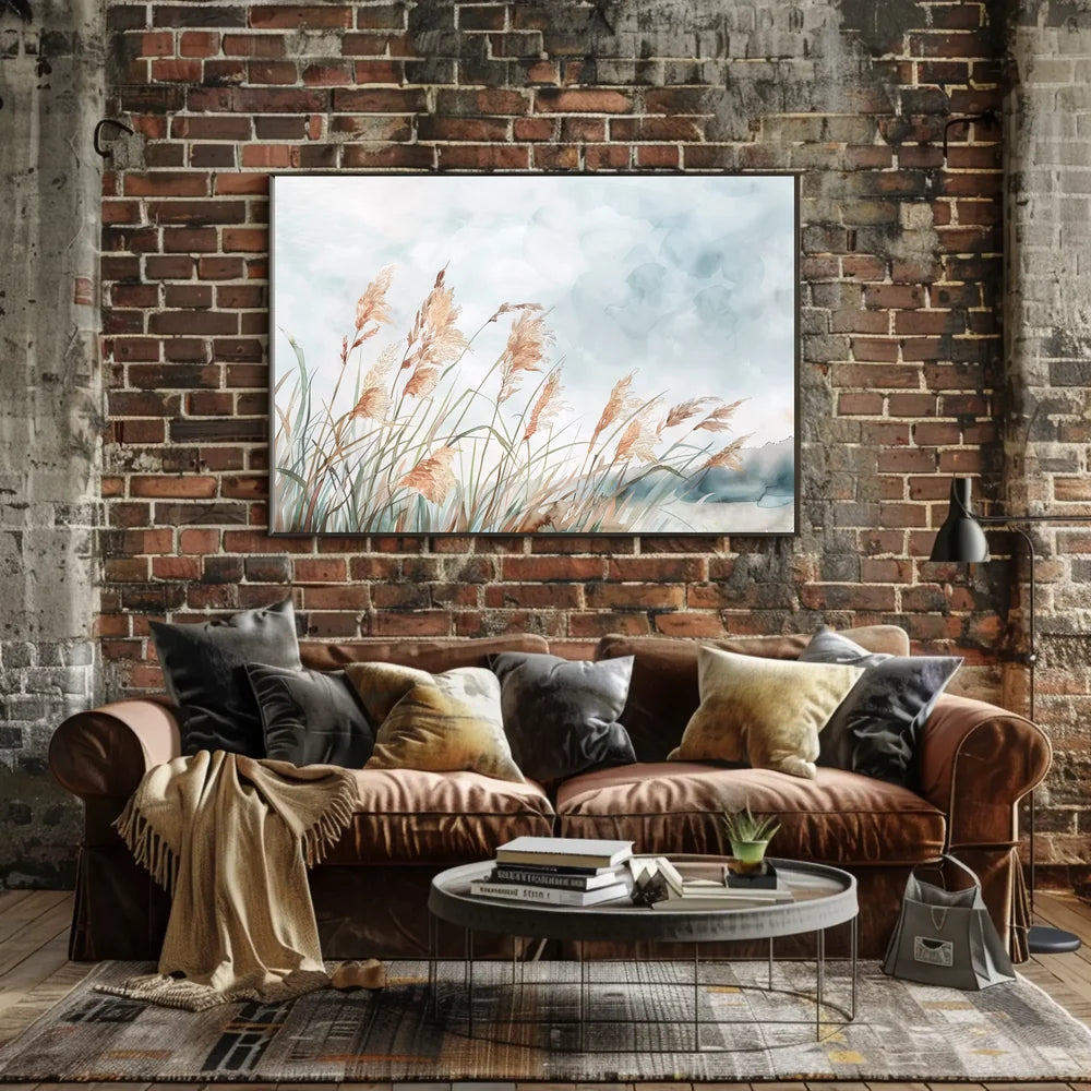 Serene Pampas Grass Watercolor Art Poster