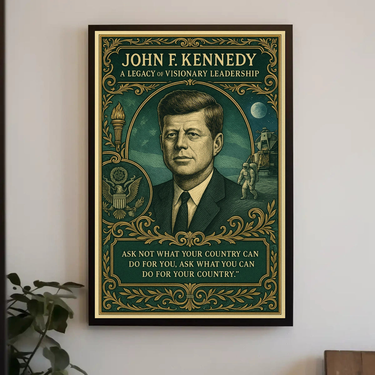John F. Kennedy Inspirational Leadership Commemorative Poster