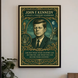 John F. Kennedy Inspirational Leadership Commemorative Poster