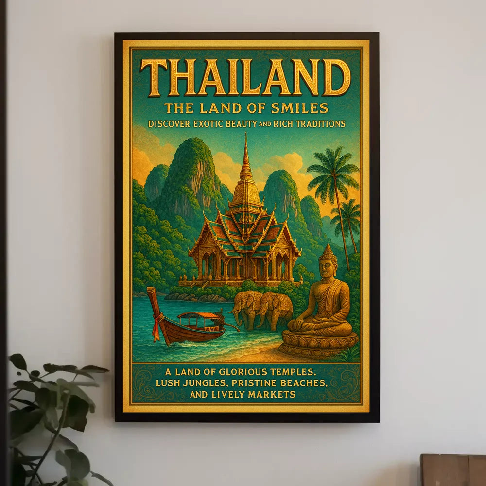 Thailand's Beauty in Vintage Travel Poster PosterGoat
