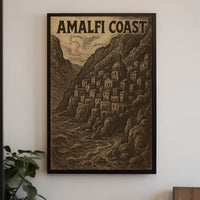 Amalfi Coast Scenic Illustration Poster Wall Art Decor