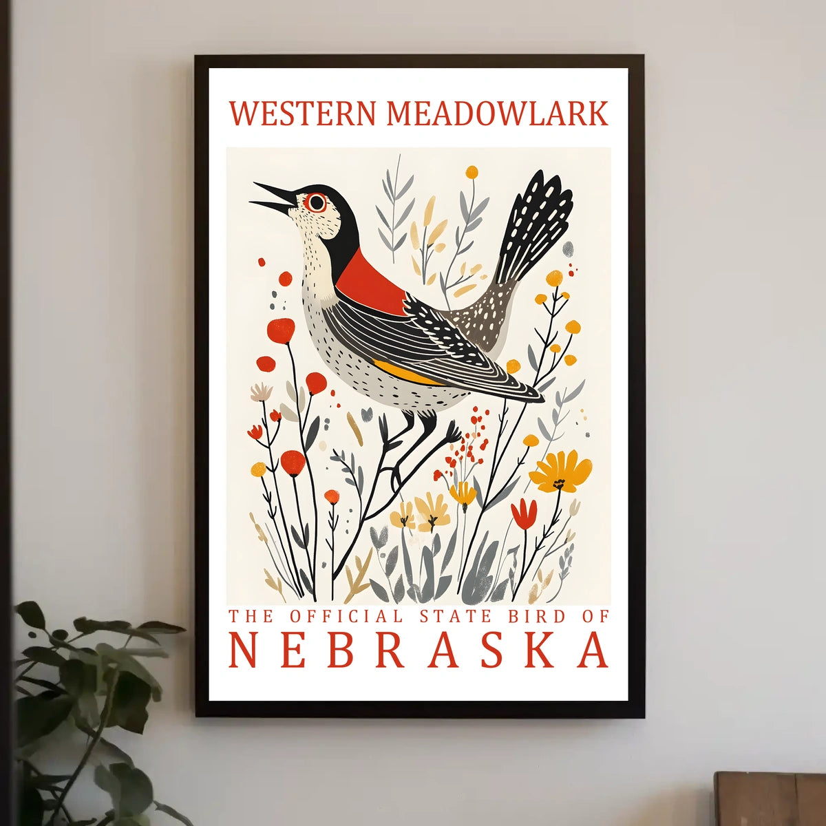 Western Meadowlark State Bird Art Poster Print