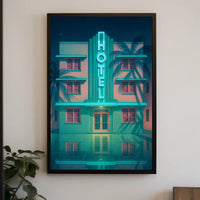 Neon Hotel Nightscape Poster
