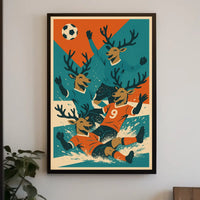 Soccer Celebration With Deer Poster