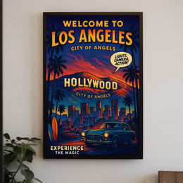 Los Angeles Retro Hollywood Travel Poster Art