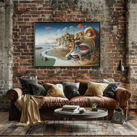 Surreal Faces Cliffside Dreamlike World Artistic Poster