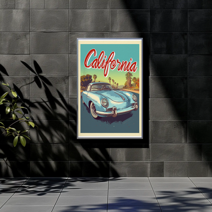 California Classic Car Vintage Poster