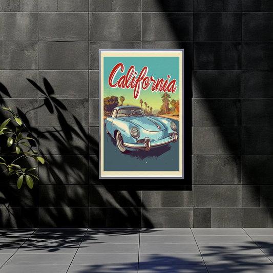 California Classic Car Vintage Poster