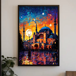 Historic Grandeur Istanbul Evening Lights Cultural or Heritage Poster