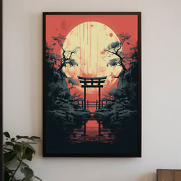 Moonlit Torii Gate Poster PosterGoat