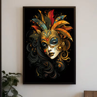 Masquerade Mystery Surrealism Vibrant Feathers Poster