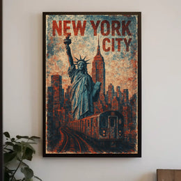 New York City Iconic Landmarks Photography Realism Poster