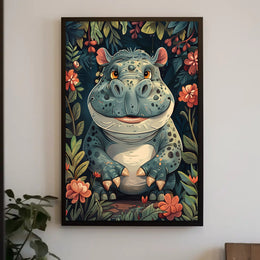 Whimsical Hippo in the Jungle Poster PosterGoat