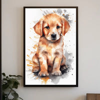 Puppy Portrait Watercolor Poster Wall Art