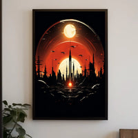 Futuristic Skyline at Sunset Poster