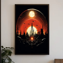 Futuristic Skyline at Sunset Poster