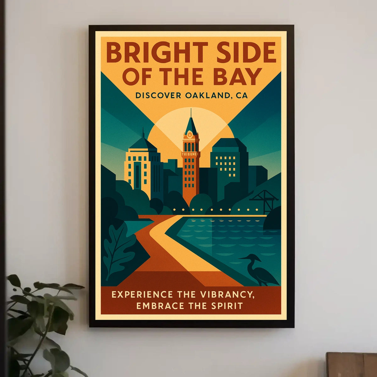 Oakland Cityscape Modern Vintage Travel Poster Art