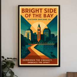 Oakland Cityscape Modern Vintage Travel Poster Art