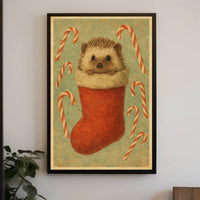 Holiday Hedgehog in a Stocking Poster