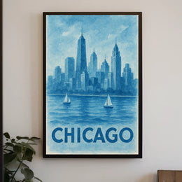 Chicago Skyline Watercolor: Urban or Cityscape Poster
