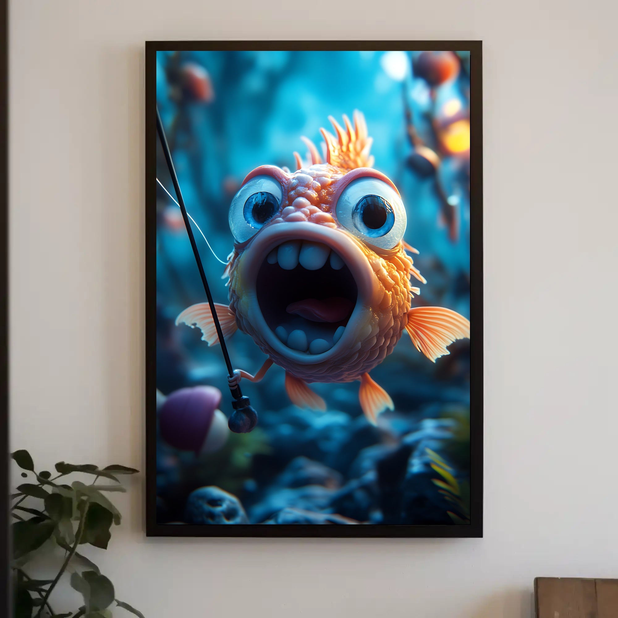 Whimsical Goldfish Adventure Cartoon Animal Poster