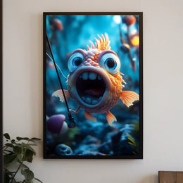 Whimsical Goldfish Adventure Cartoon Animal Poster