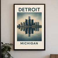 Detroit Skyline Reflection Poster