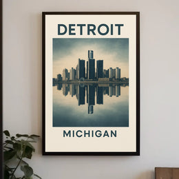Detroit Skyline Reflection Poster