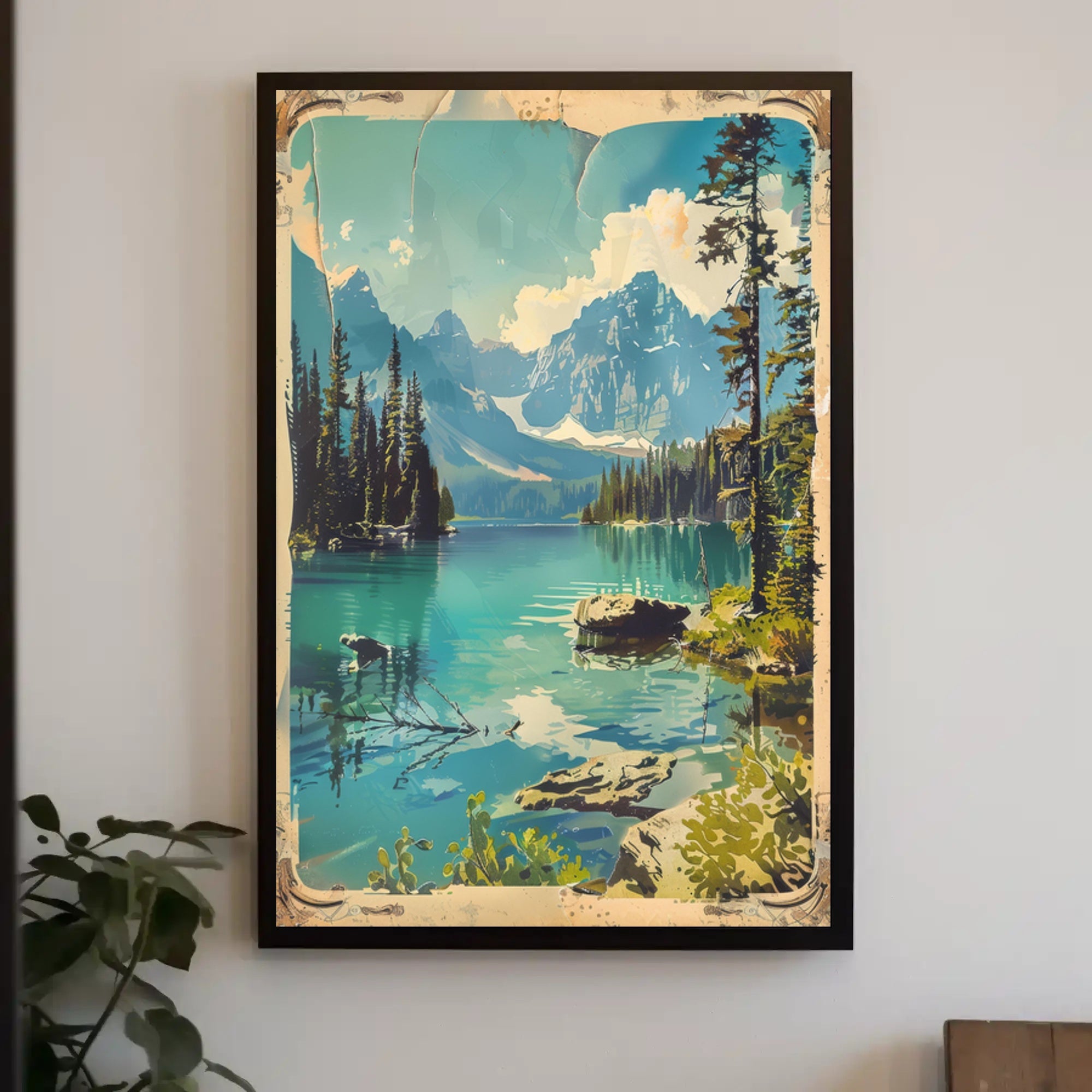 Serene Mountain Lake Travel Poster Landscape Print