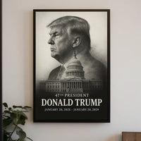 Trump Guardian Democracy Grayscale Portrait Capitol Dome American Flag Classical Art Poster