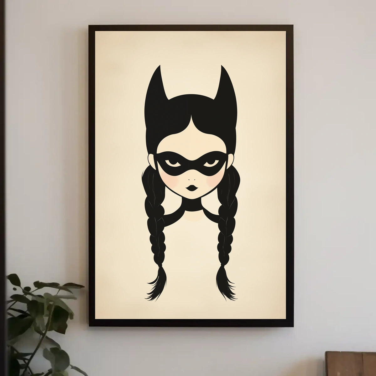 Mysterious Girl Stylized Illustration Braided Hair Poster