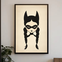 Mysterious Girl Stylized Illustration Braided Hair Poster