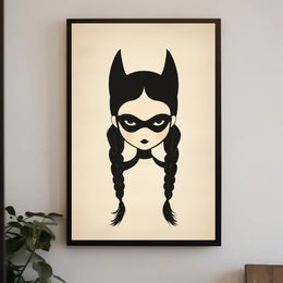 Mysterious Girl Stylized Illustration Braided Hair Poster