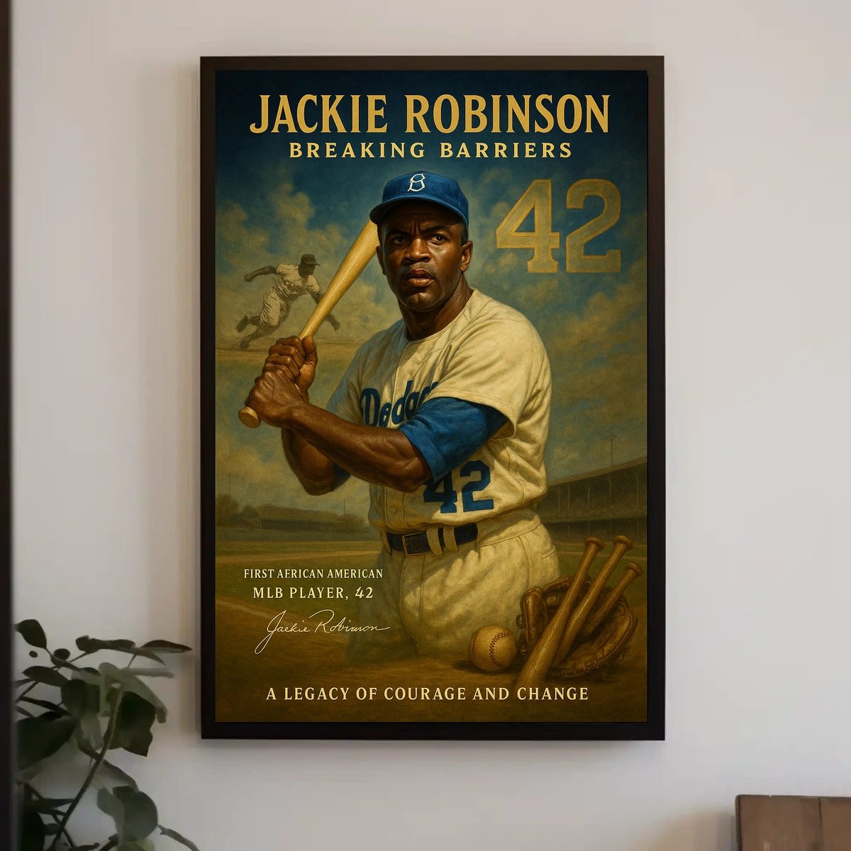 Jackie Robinson Vintage Baseball Sports Poster