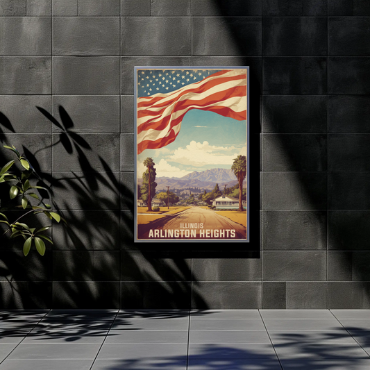 Arlington Heights Illinois Neighborhood View Vintage Travel Poster