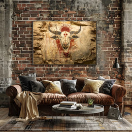 Ancient Bull Cave Art Vintage Poster Print