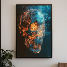 Fiery Skull Art Poster PosterGoat