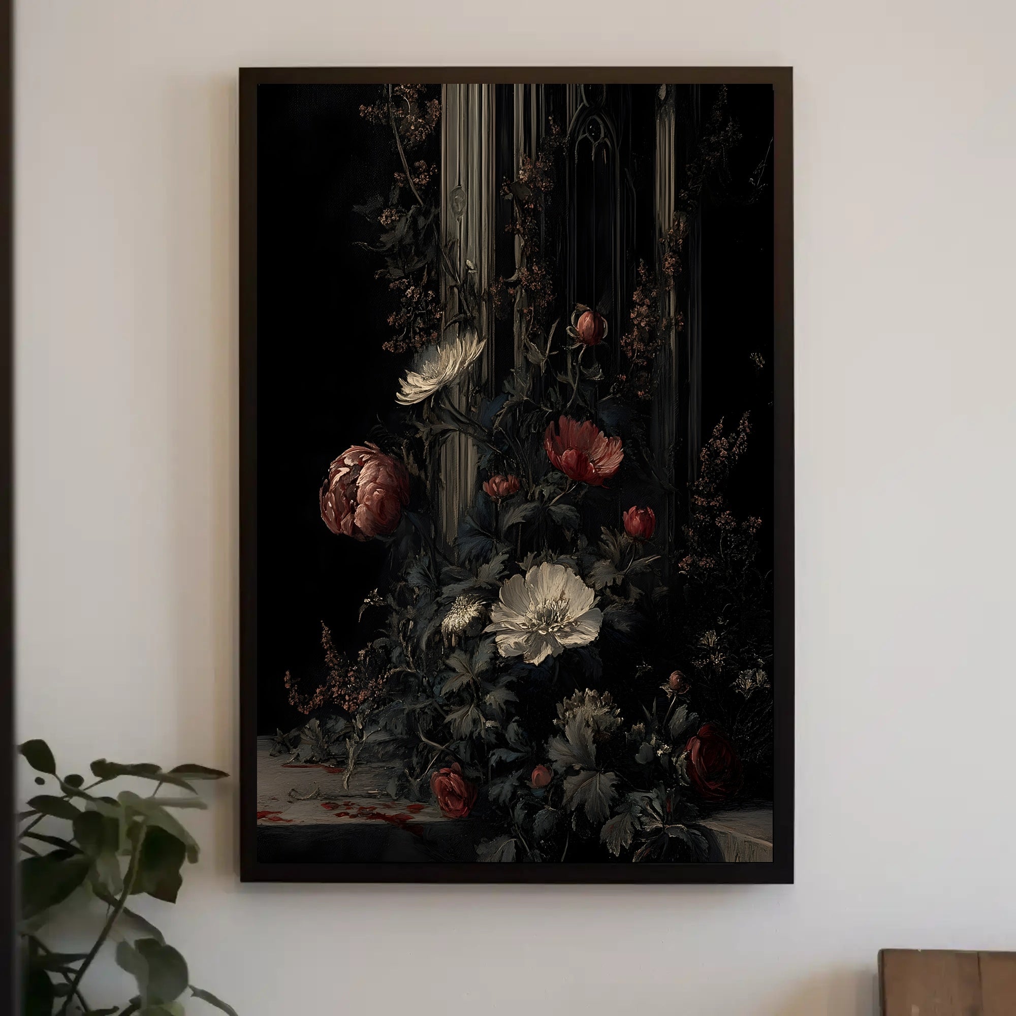 Dramatic Floral Elegance: Artistic Poster PosterGoat