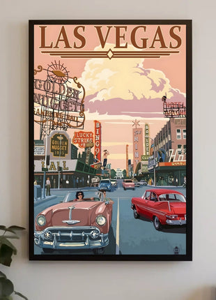 Retro Las Vegas Scene Mid-Century Travel Poster