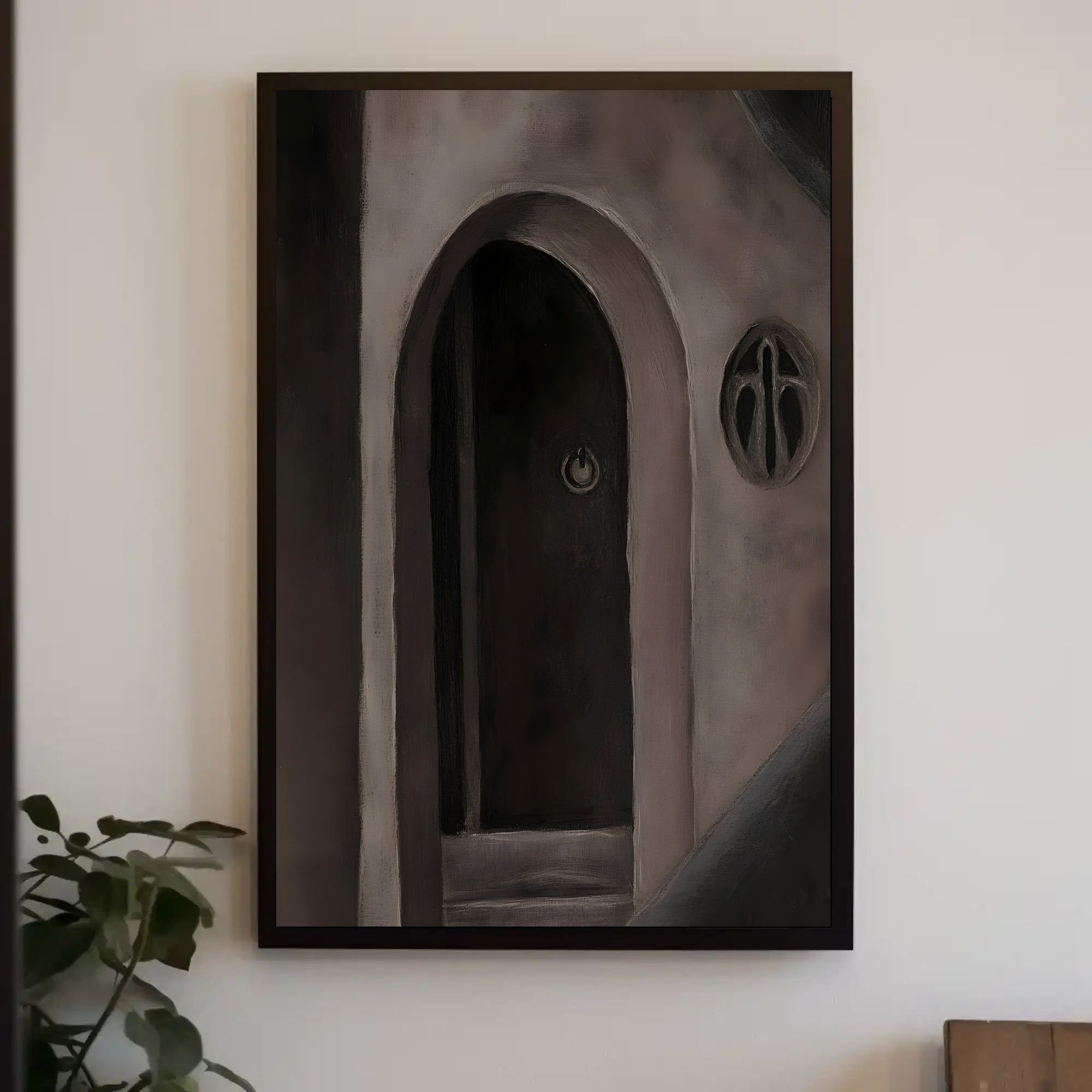 Mysterious Gothic Doorway with Abstract Symbol Artistic Poster PosterGoat