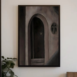 Mysterious Gothic Doorway with Abstract Symbol Artistic Poster PosterGoat