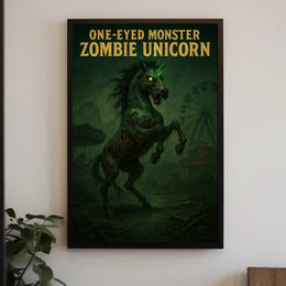 One-Eyed Monster Zombie Unicorn Poster